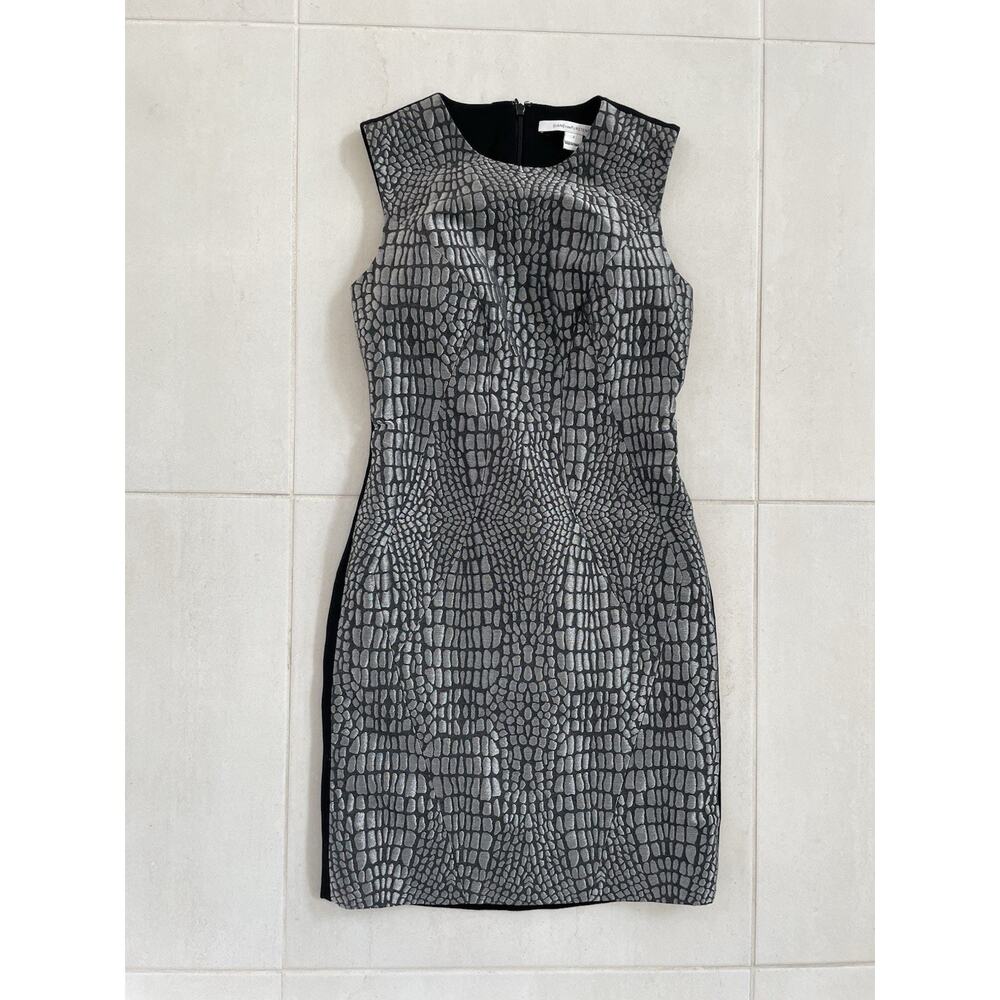 Diane von Furstenberg Dress Mini Sheath Pentra Alligator Night Fall